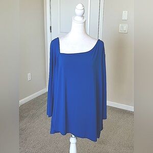 NWT 💙 Shavonne Dorsey Blue Asymmetrical Collar Top Size 3X